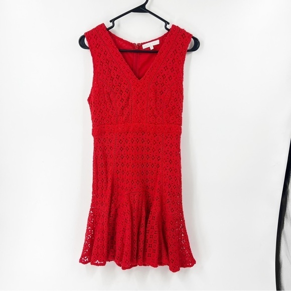 ✅ Anthropologie San & Soni - Red Crochet Overlay Dress - SIZE 2 - Picture 1 of 7